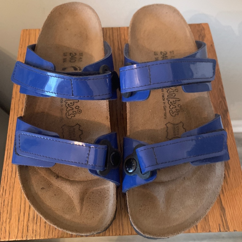 Birki’s by Birkenstock Sandals, Pre-Owned, 2 Straps, Royal Blue, Like New, sz 37